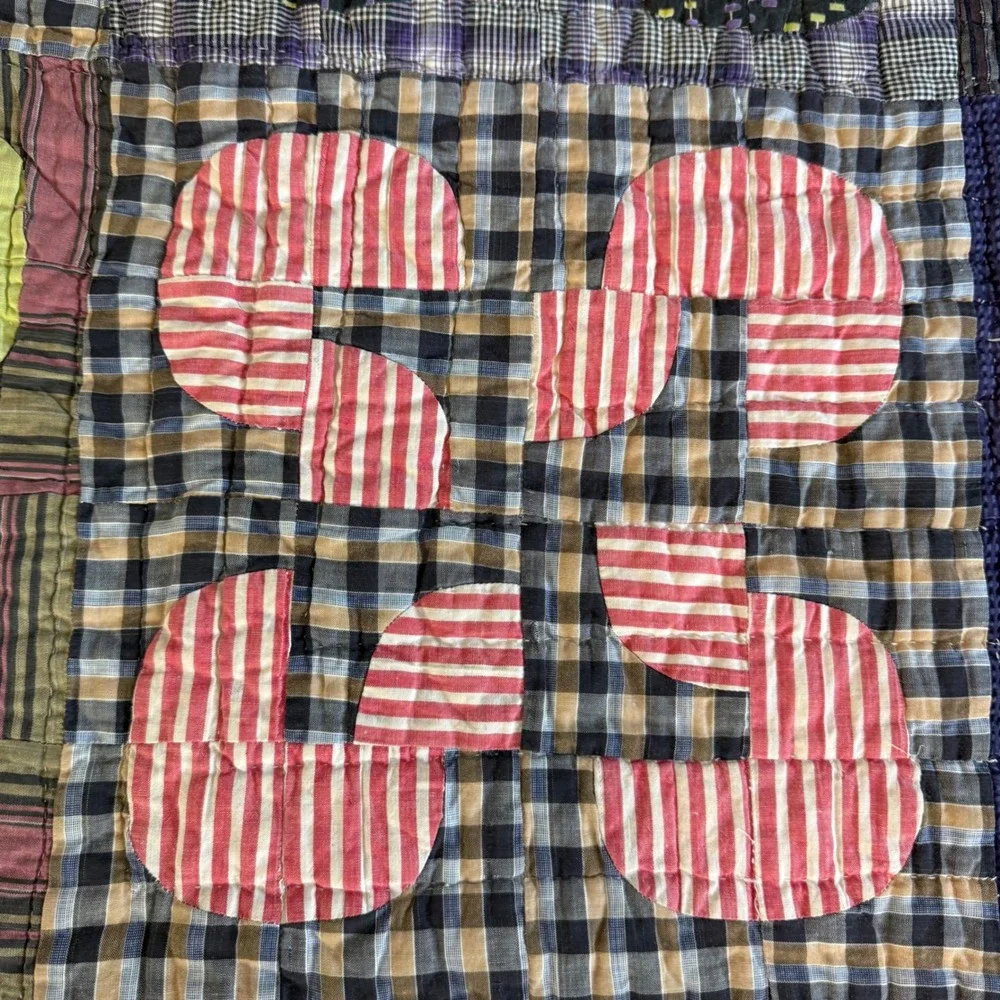 Vintage 1940s Robbing Peter to Pay Paul Quilt Hand Quilted Feedsack Patchwork